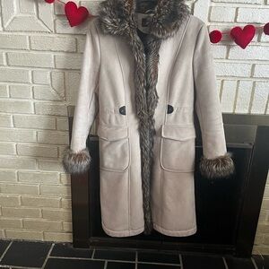 Luxurious Faux Fur Trim Teddy Jacket - Tan